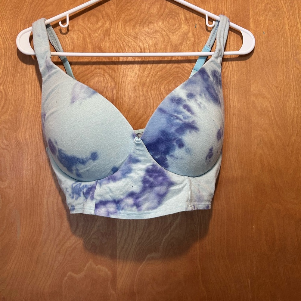 PINK Victoria's Secret Tie-Dye Bra - Light Blue and Purple
